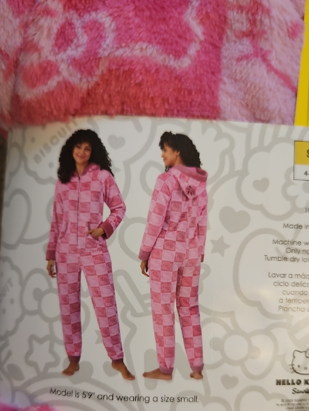 NEW! Hello Kitty Pink One Piece Pajama Size S - Picture 6 of 8